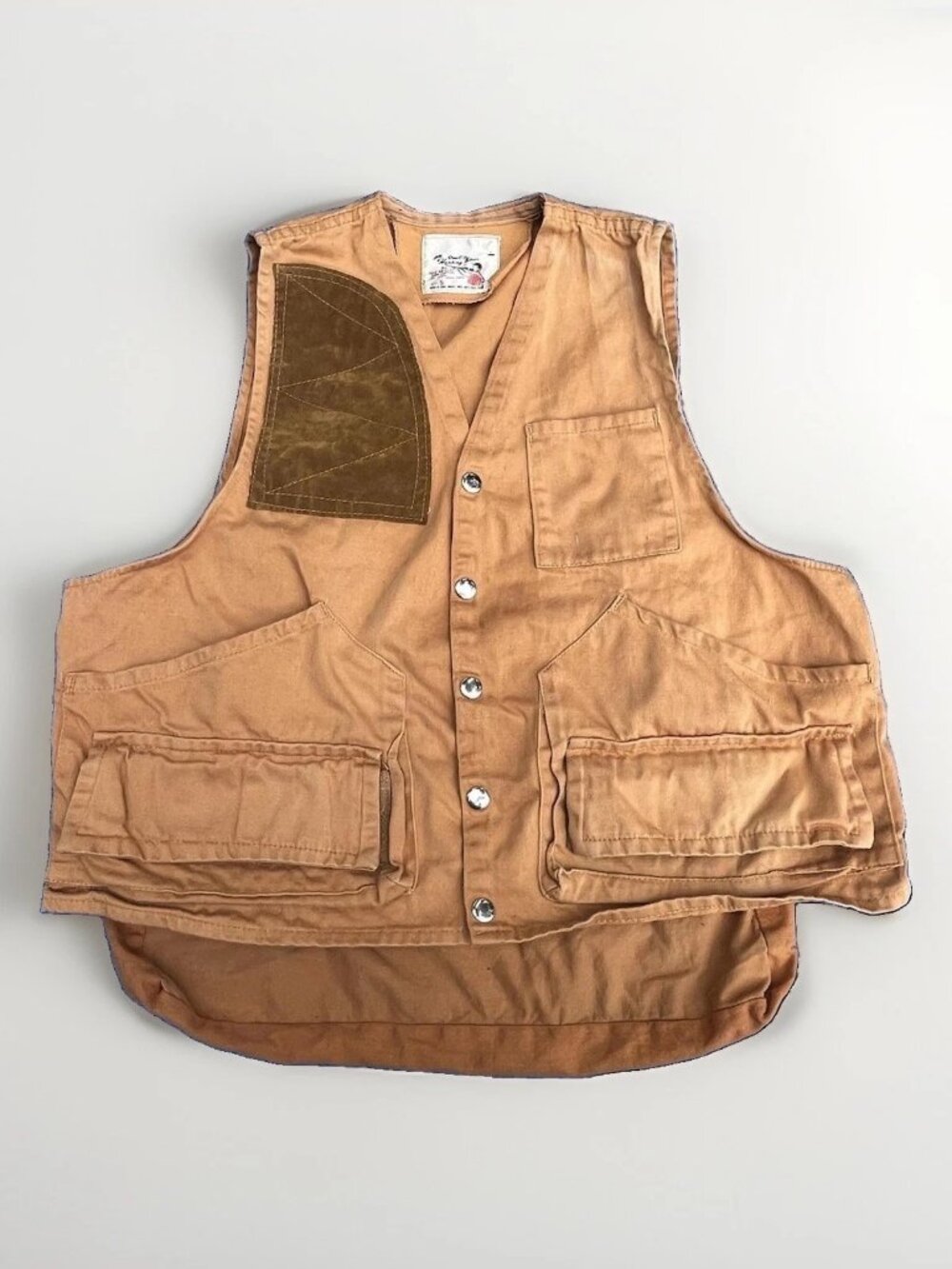 Vintage Hunting Vest Distressed S Duck Brown Canvas Shooting Pockets 80 NEWCO